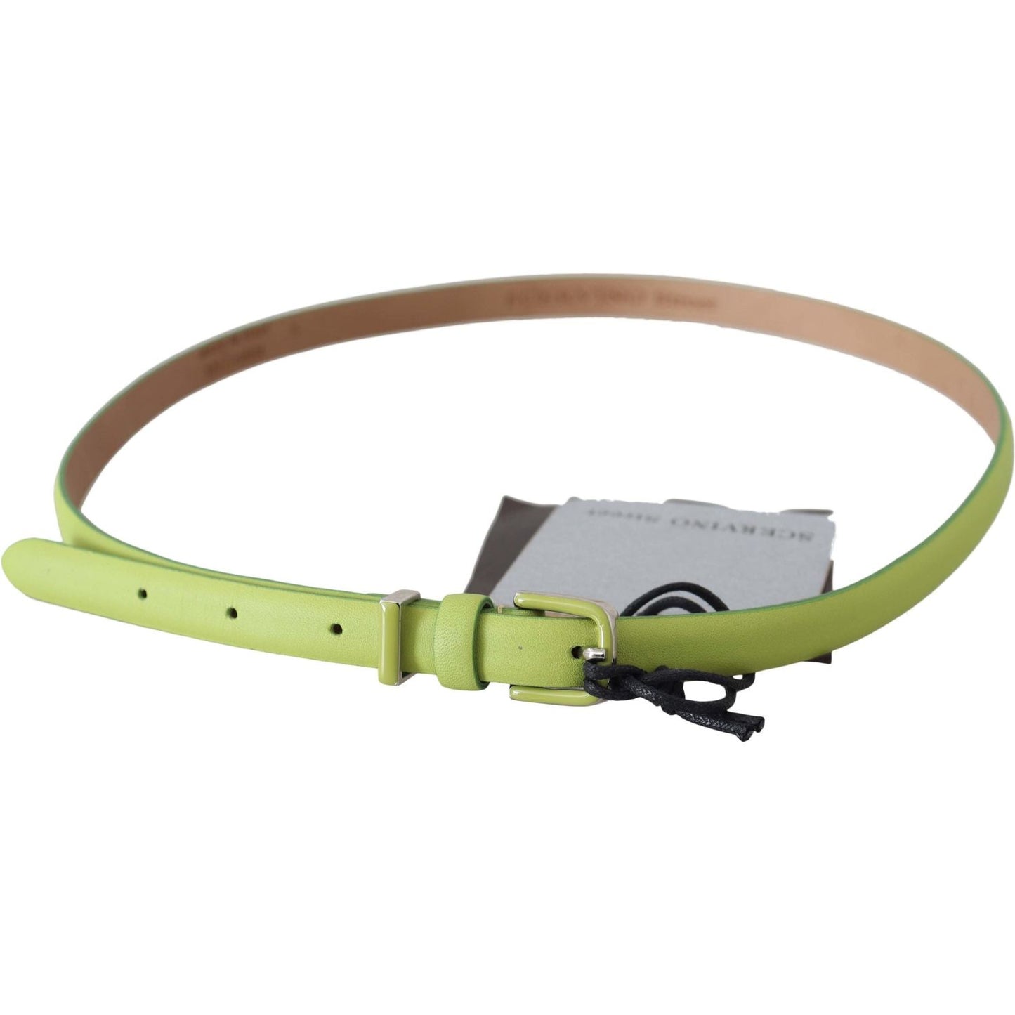 Scervino Street Classic Green Leather Belt with Silver-Tone Hardware Belt Scervino Street