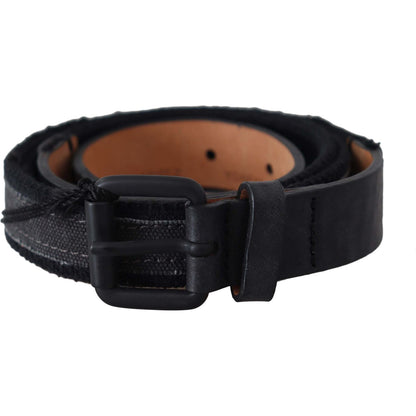 Ermanno Scervino Black Leather Logo Buckle Waist