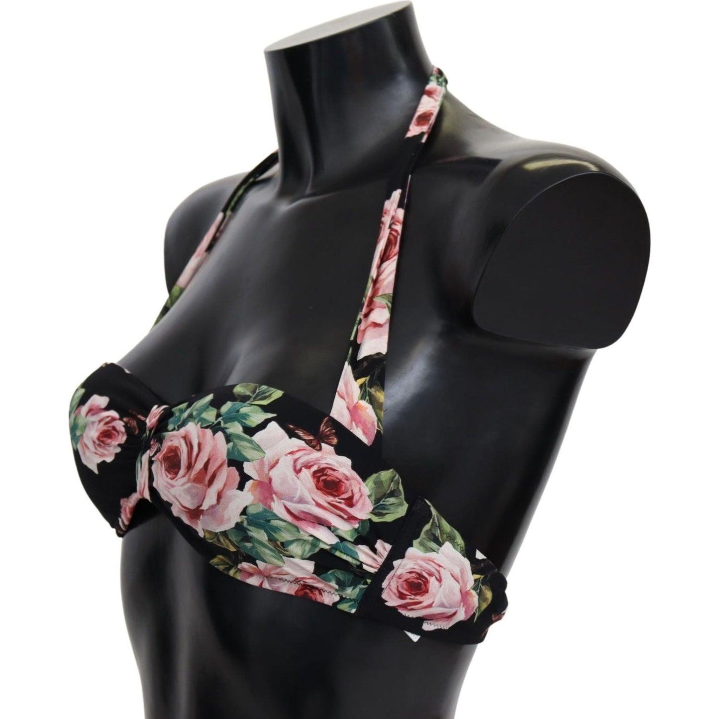 Dolce & Gabbana Elegant Black Floral Bikini Top Dolce & Gabbana