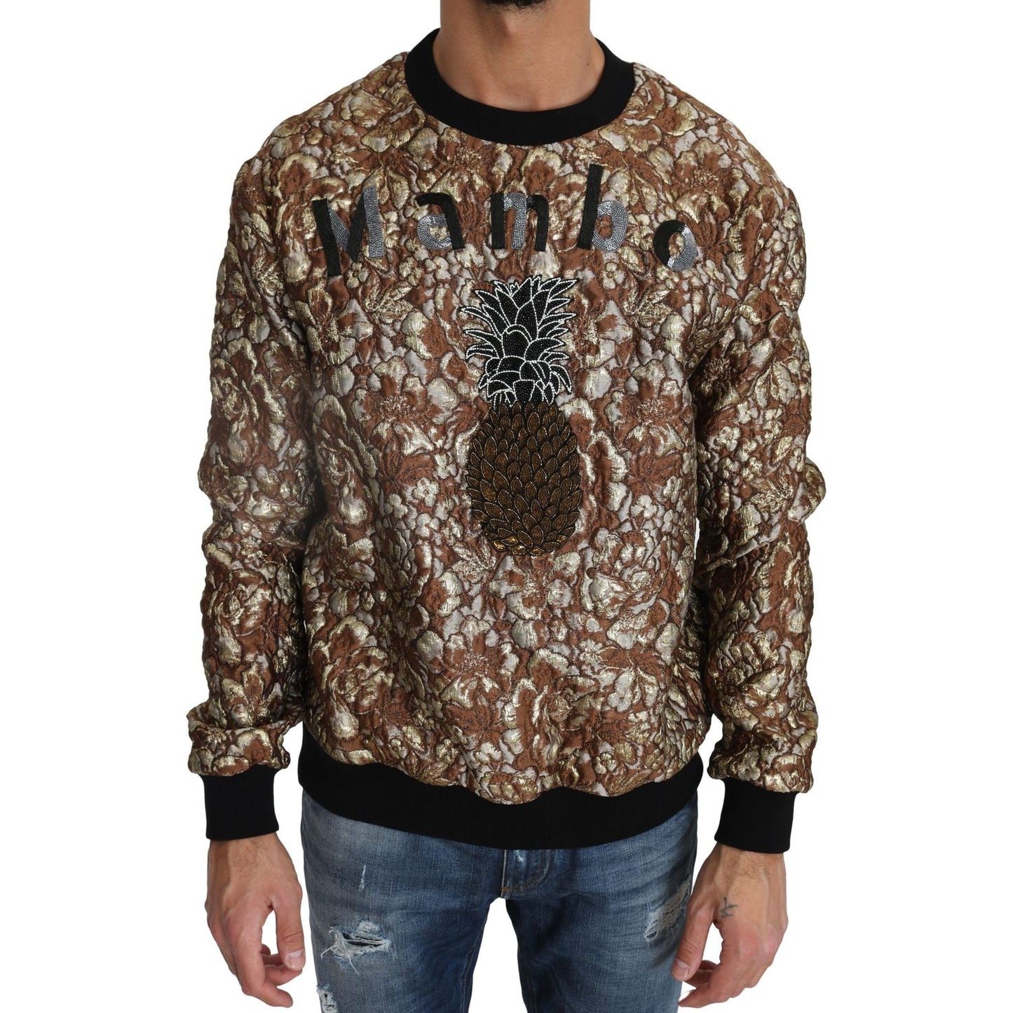 Dolce & Gabbana Multicolor MAMBO Jacquard Pineapple Pullover Sweater 12% Metal fibe,17% Nylon,17% Silk,1728,67345645728,Clothing,Dolce & Gabbana,IT46 | S,IT52 | XL,Material: 54% Polyester,Men,Men - Clothing,Multicolor,New with tags,Sweaters - Clothing,Swe