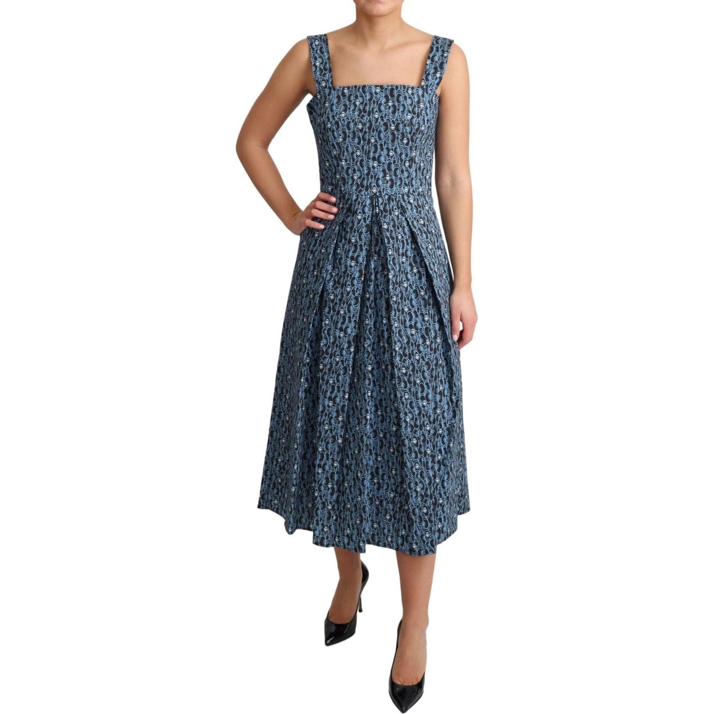 Dolce & Gabbana Elegant Sleeveless A-line Blue Heart Dress Dolce & Gabbana