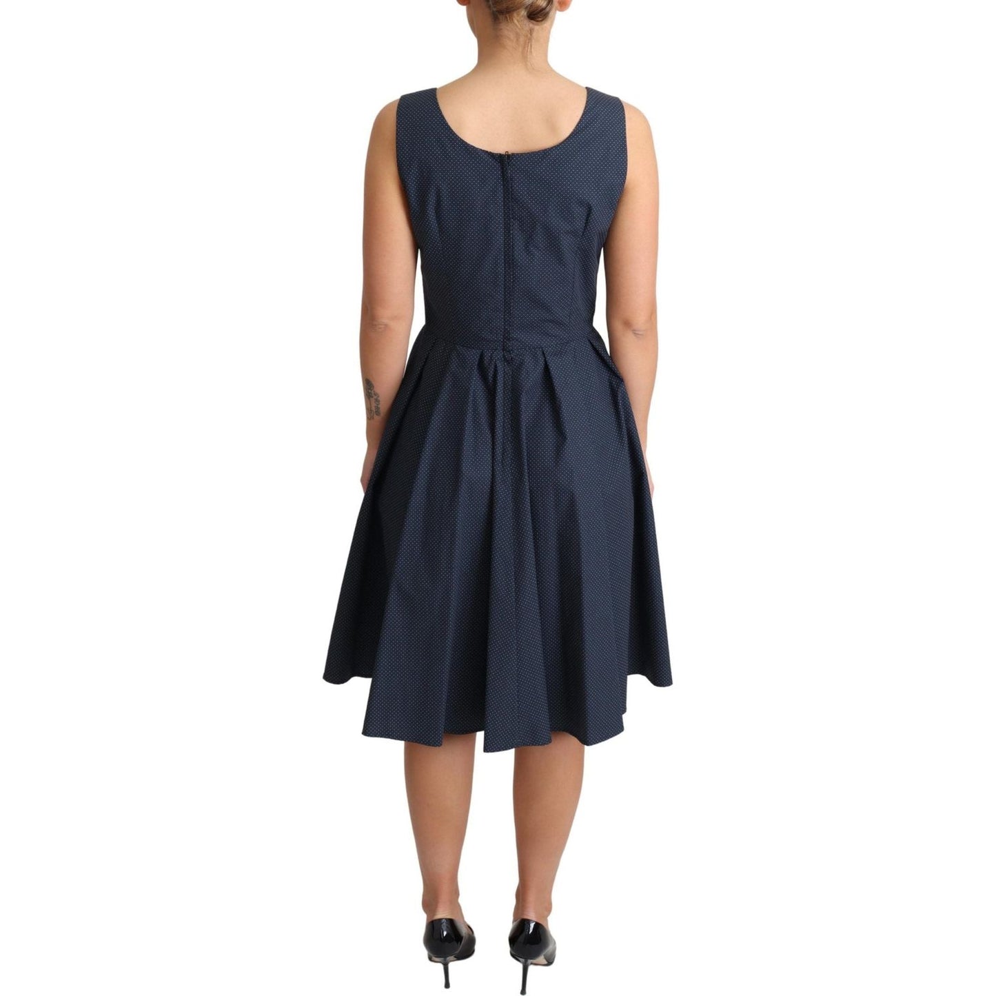 Dolce & Gabbana Elegant Polka-Dotted Blue A-Line Dress Dolce & Gabbana