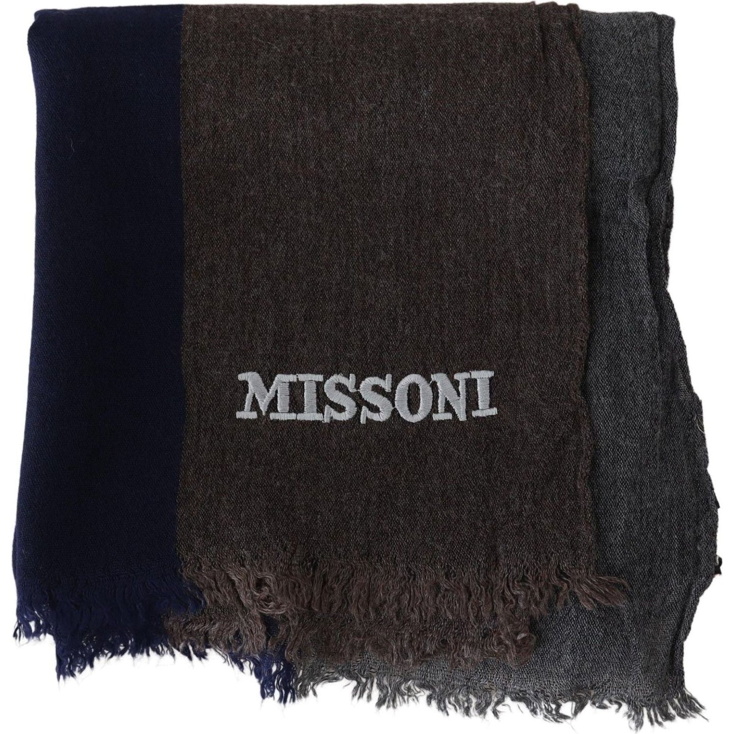 Missoni Elegant Multicolor Wool Scarf with Signature Embroidery Missoni