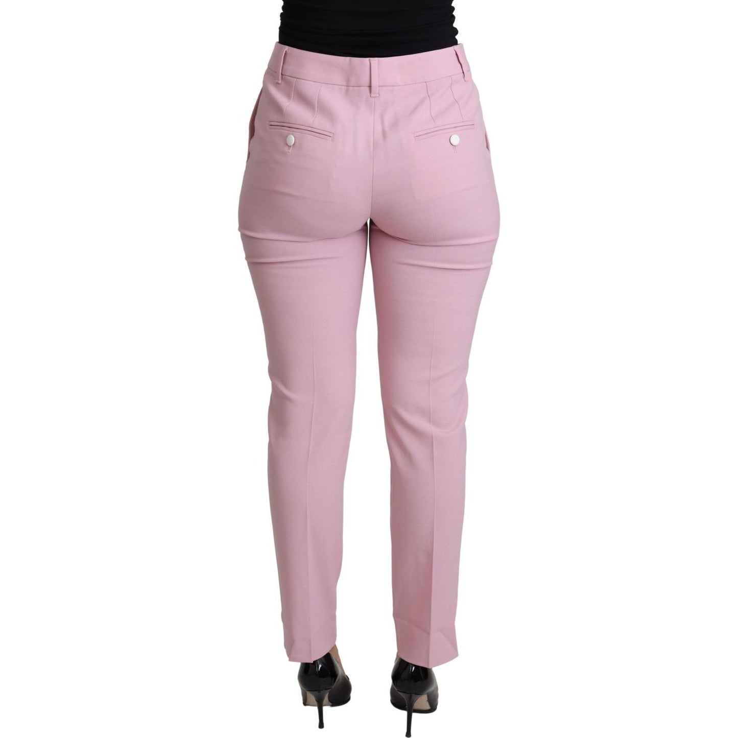 Dolce & Gabbana Elegant Pink High-Waisted Wool Trousers Dolce & Gabbana