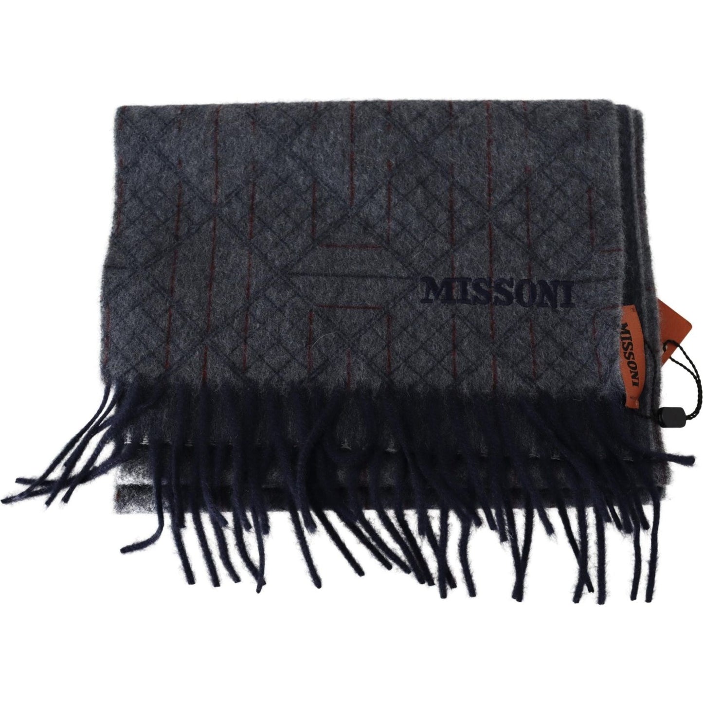 Missoni Elegant Cashmere Patterned Scarf with Logo Embroidery Missoni