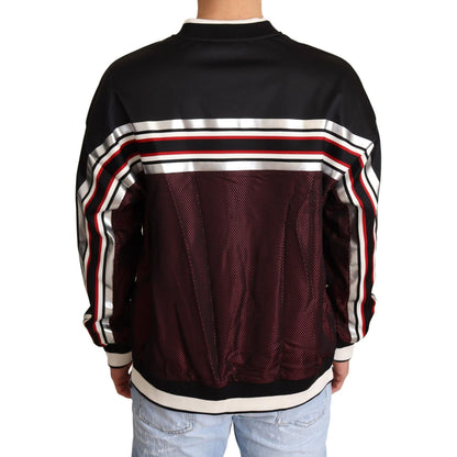 Dolce & Gabbana Black Red Mesh Sport Pullover Crewneck Sweater Dolce & Gabbana