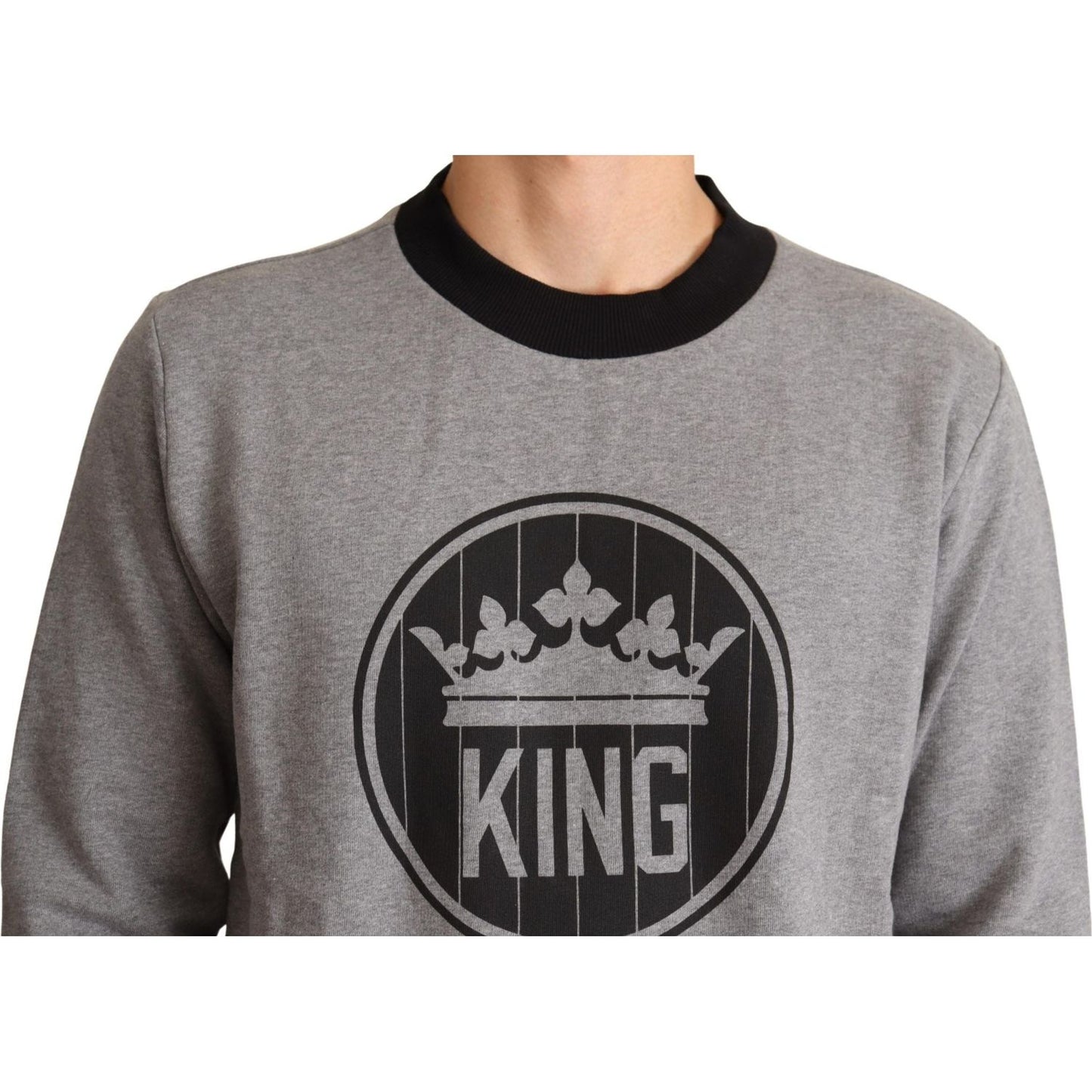 Dolce & Gabbana Elegant Gray Crown Motif Crewneck Sweater Dolce & Gabbana