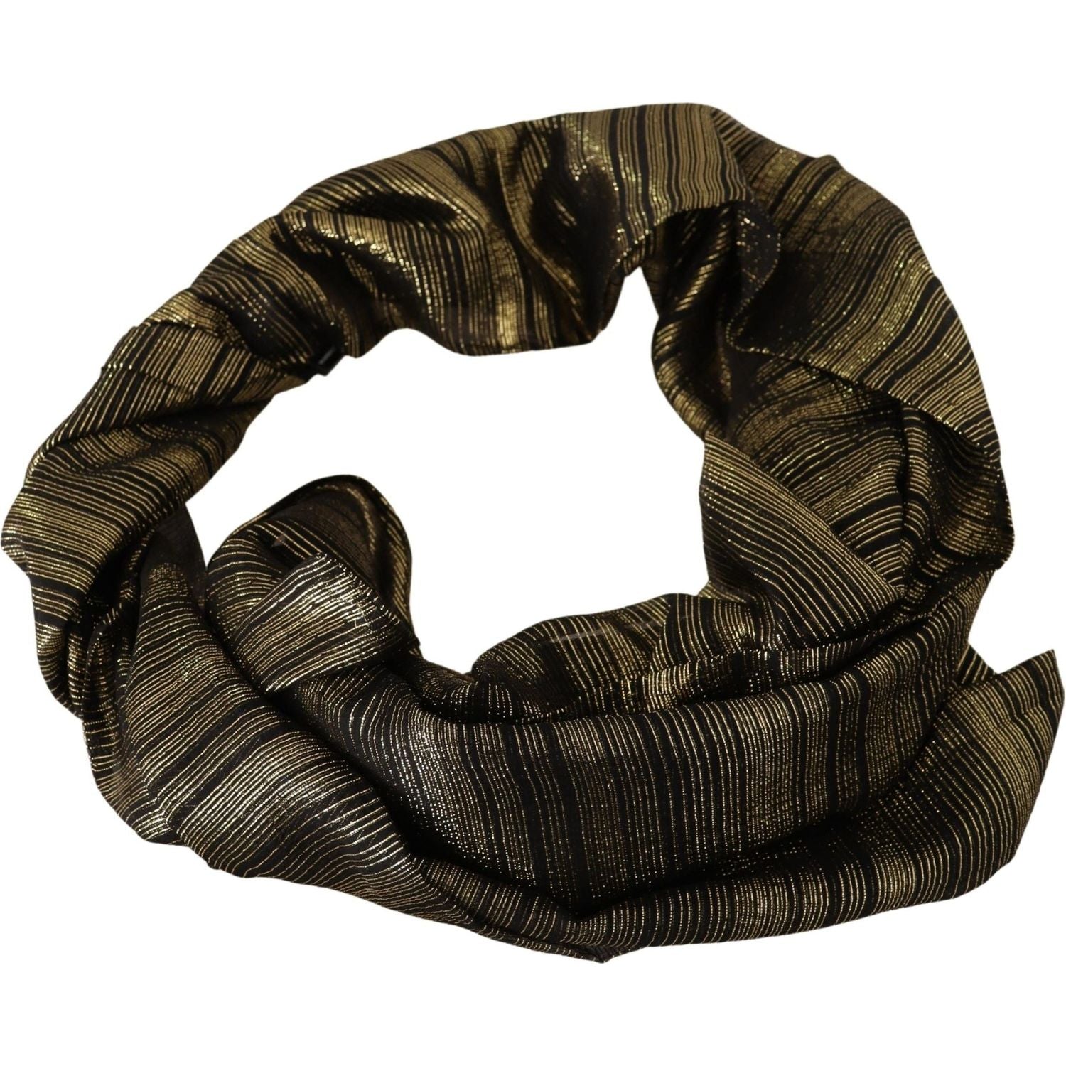 Dolce & Gabbana Metallic Gold Silk Stretch Shawl Wrap Scarf