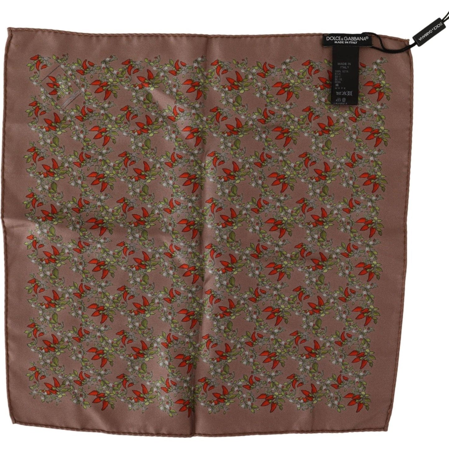 Dolce & Gabbana Brown Carrots Print Silk Handkerchief Dolce & Gabbana