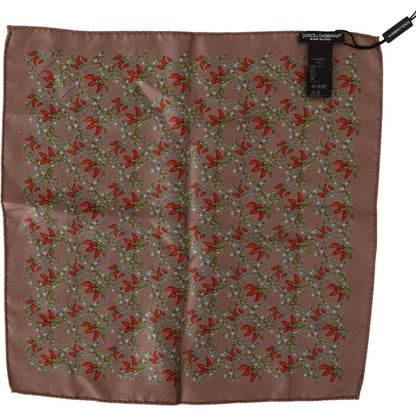 Dolce & Gabbana Brown Carrots Print Silk Handkerchief Dolce & Gabbana