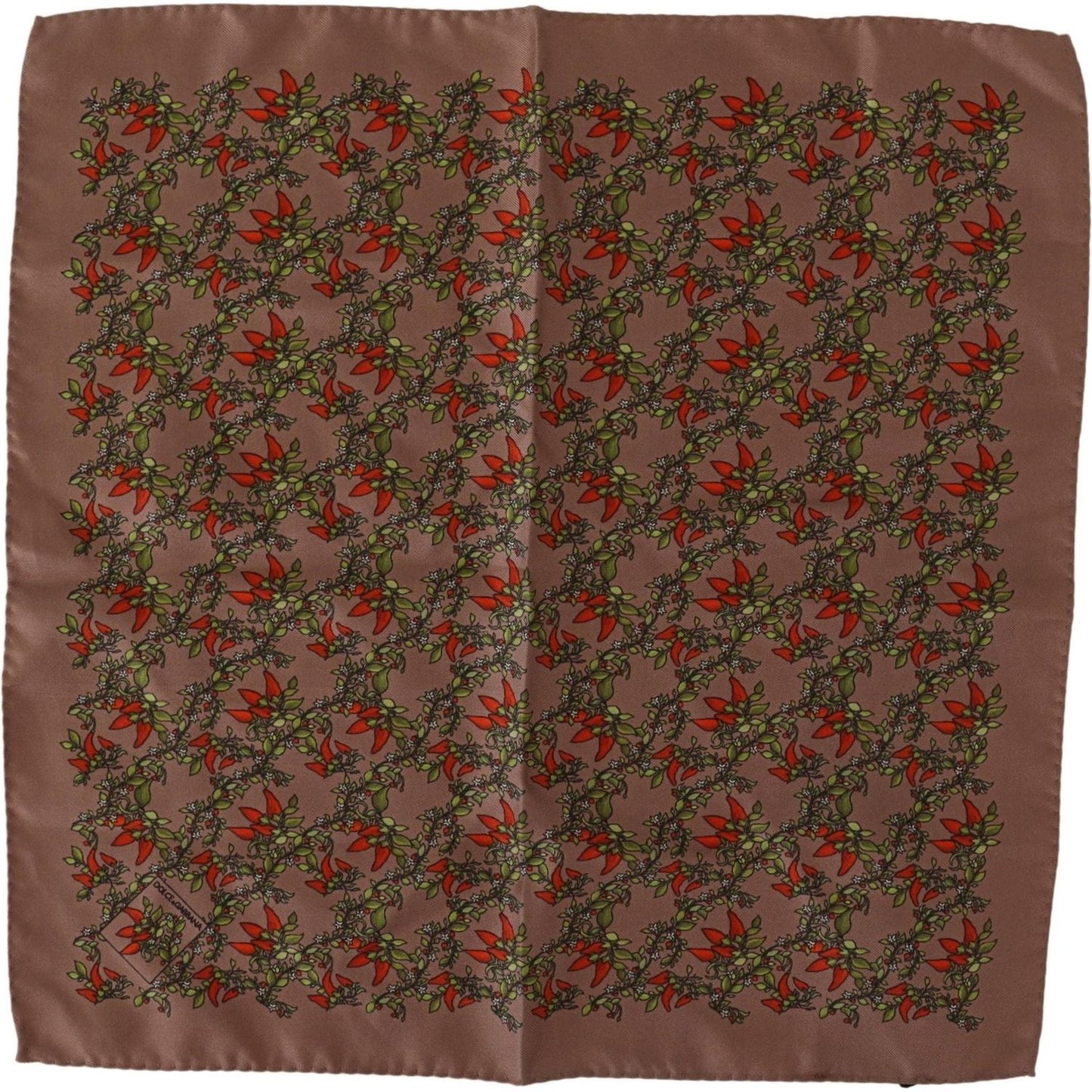 Dolce & Gabbana Brown Carrots Print Silk Handkerchief Dolce & Gabbana