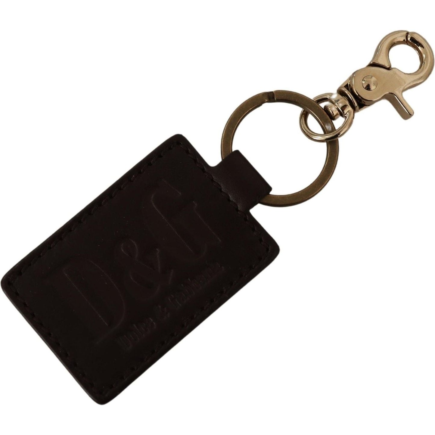 Dolce & Gabbana Elegant Unisex Leather Keyring with Gold Detail Dolce & Gabbana