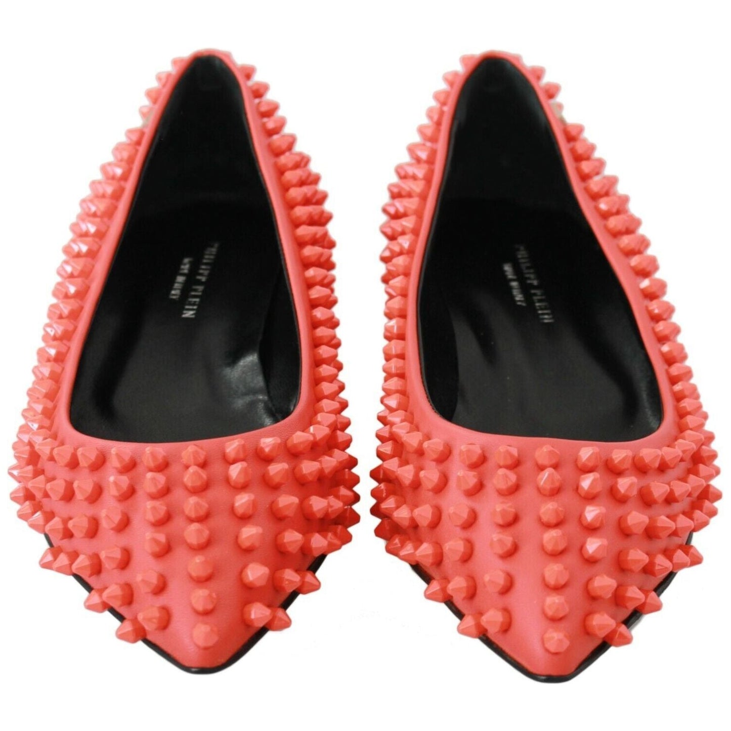 Philipp Plein Vibrant Orange Pointed Leather Flats WOMAN FLAT SHOES Philipp Plein