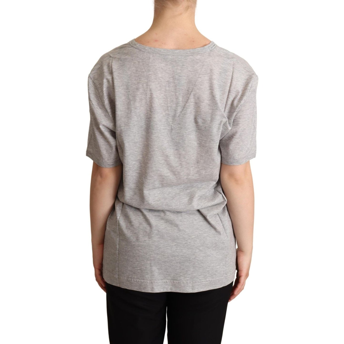 Dolce & Gabbana Gray Solid 100% Cotton V-neck Top T-shirt 1728,67345645728,Clothing,Dolce & Gabbana,Gray,IT38|XS,IT40|S,IT42|M,Material: 100% Cotton,New with tags,T-Shirts - Clothing,T-Shirts - T-Shirts - Clothing,Tops & T-Shirts - Women - Clothing,Women,