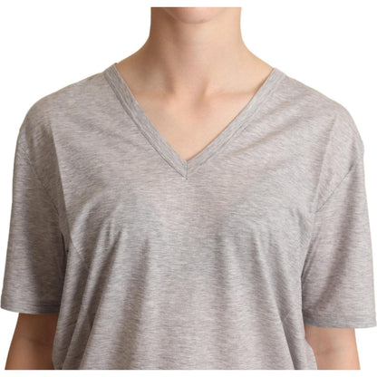 Dolce & Gabbana Gray Solid 100% Cotton V-neck Top T-shirt 1728,67345645728,Clothing,Dolce & Gabbana,Gray,IT38|XS,IT40|S,IT42|M,Material: 100% Cotton,New with tags,T-Shirts - Clothing,T-Shirts - T-Shirts - Clothing,Tops & T-Shirts - Women - Clothing,Women,