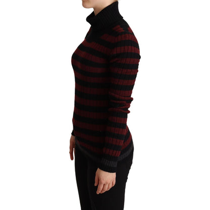 Dolce & Gabbana Black Red Striped Wool Pullover Sweater 1728,67345645728,Clothing,Dolce & Gabbana,IT40|S,Material: 60% Virgin Wool 40% Cashmere,New with tags,Red,Sweaters - Clothing,Sweaters - Women - Clothing,Turtlenecks - Sweaters - Clothing,Women,Women