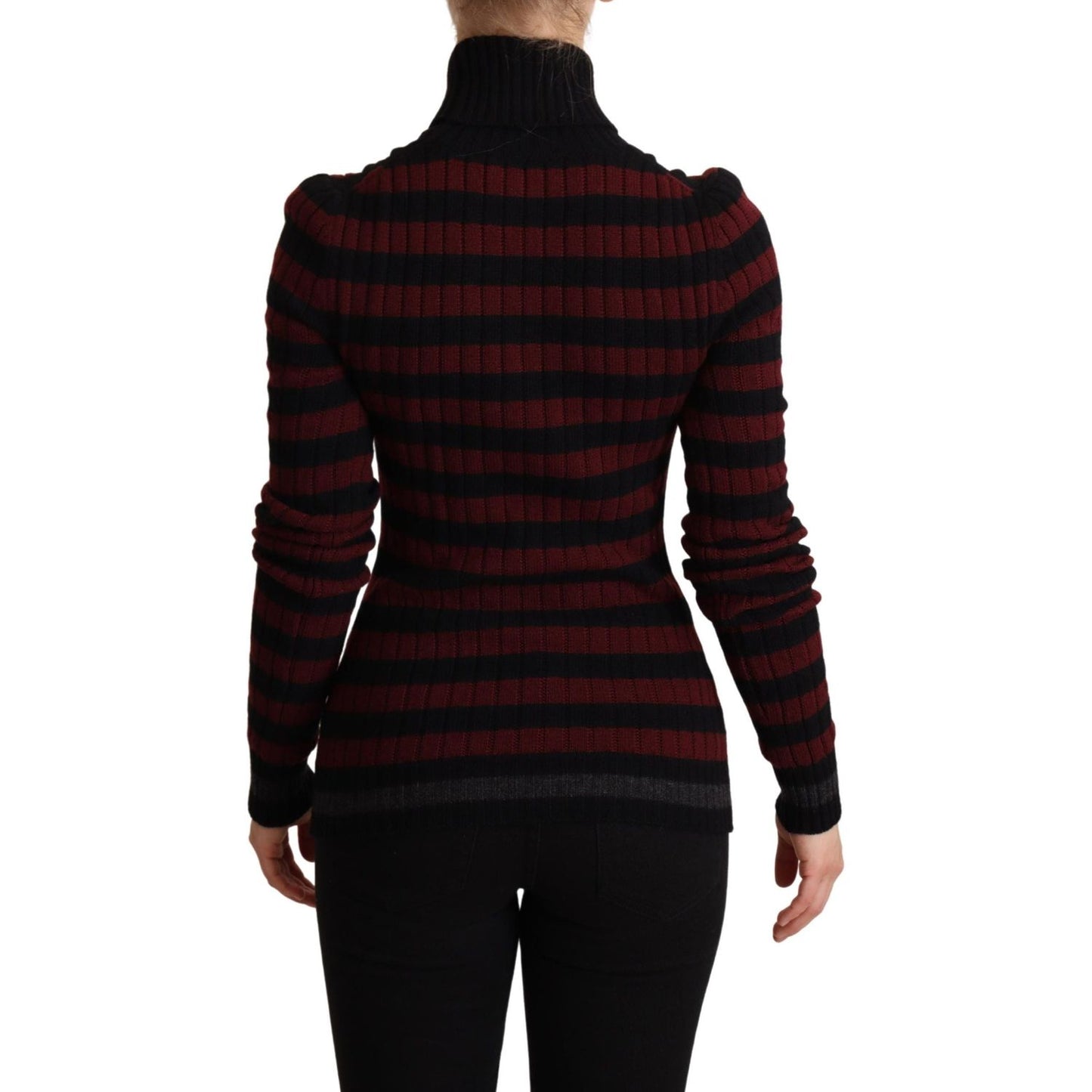 Dolce & Gabbana Black Red Striped Wool Pullover Sweater 1728,67345645728,Clothing,Dolce & Gabbana,IT40|S,Material: 60% Virgin Wool 40% Cashmere,New with tags,Red,Sweaters - Clothing,Sweaters - Women - Clothing,Turtlenecks - Sweaters - Clothing,Women,Women