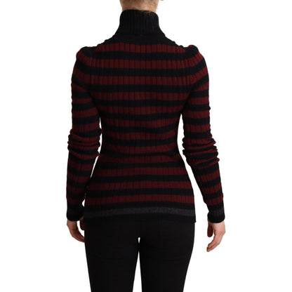 Dolce & Gabbana Black Red Striped Wool Pullover Sweater 1728,67345645728,Clothing,Dolce & Gabbana,IT40|S,Material: 60% Virgin Wool 40% Cashmere,New with tags,Red,Sweaters - Clothing,Sweaters - Women - Clothing,Turtlenecks - Sweaters - Clothing,Women,Women