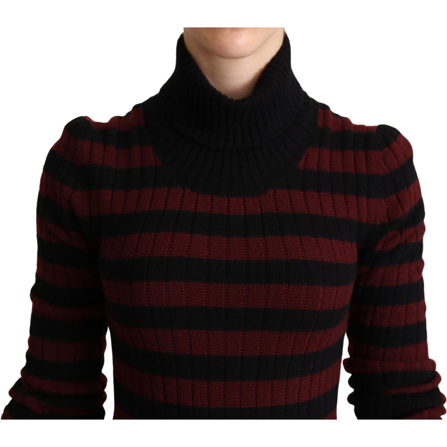 Dolce & Gabbana Black Red Striped Wool Pullover Sweater 1728,67345645728,Clothing,Dolce & Gabbana,IT40|S,Material: 60% Virgin Wool 40% Cashmere,New with tags,Red,Sweaters - Clothing,Sweaters - Women - Clothing,Turtlenecks - Sweaters - Clothing,Women,Women