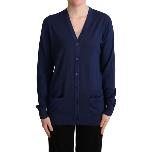 Dolce & Gabbana Elegant Virgin Wool Blue Cardigan Dolce & Gabbana