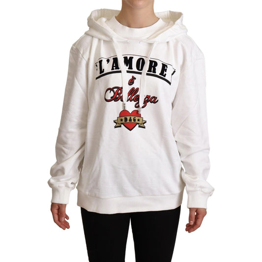 Dolce & Gabbana White L'Amore Motive Hooded Sweater Dolce & Gabbana