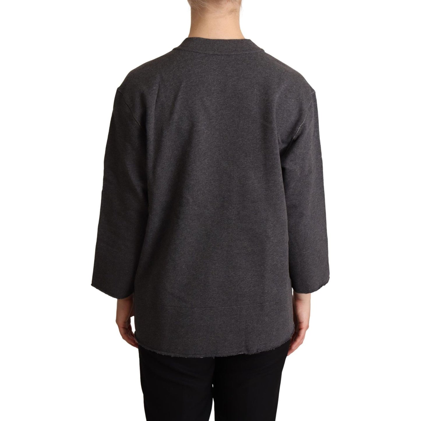 Dolce & Gabbana Gray Embroidered Women Pullover Sweater 1728,67345645728,Clothing,Dolce & Gabbana,Gray,IT38 | S,Material: 100% Cotton,New with tags,Sweaters - Clothing,Sweaters - Women - Clothing,Sweatshirts - Sweaters - Clothing,Women,Women - Clothing