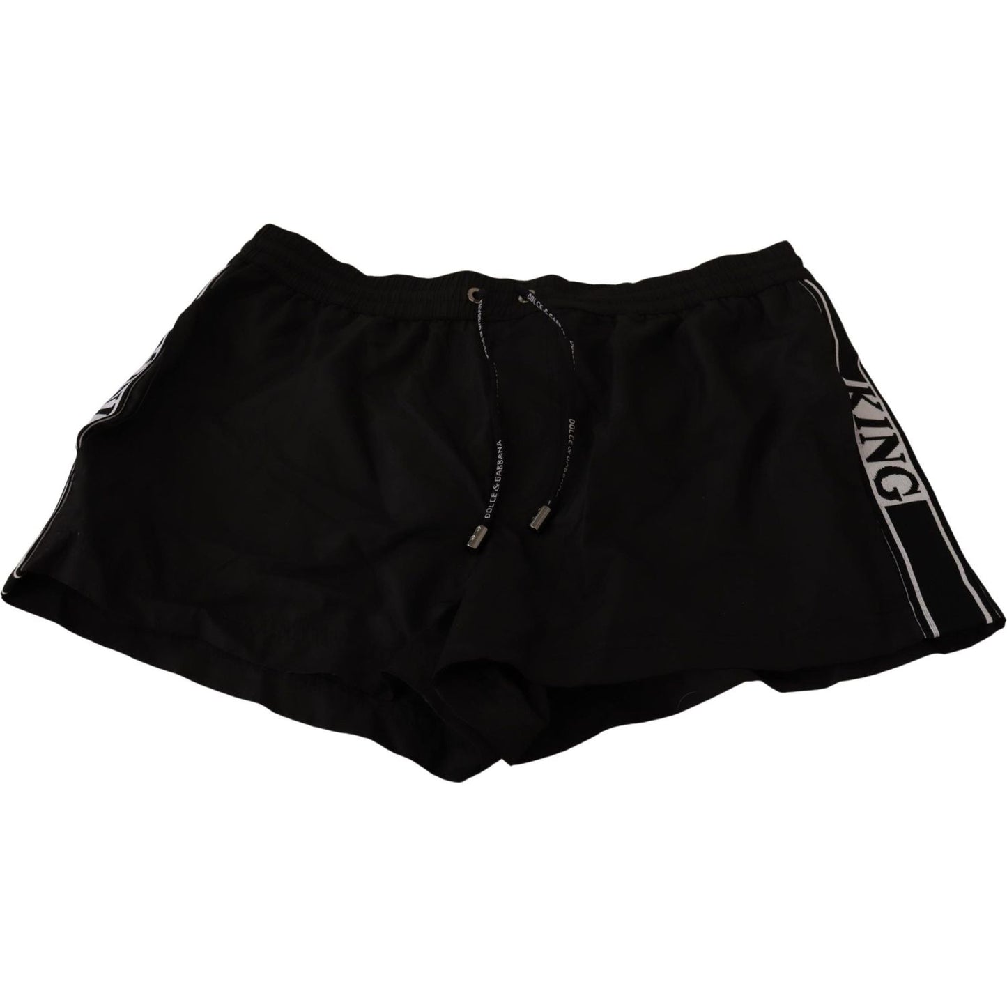 Dolce & Gabbana Elegant Black KING Motive Swim Trunks Dolce & Gabbana