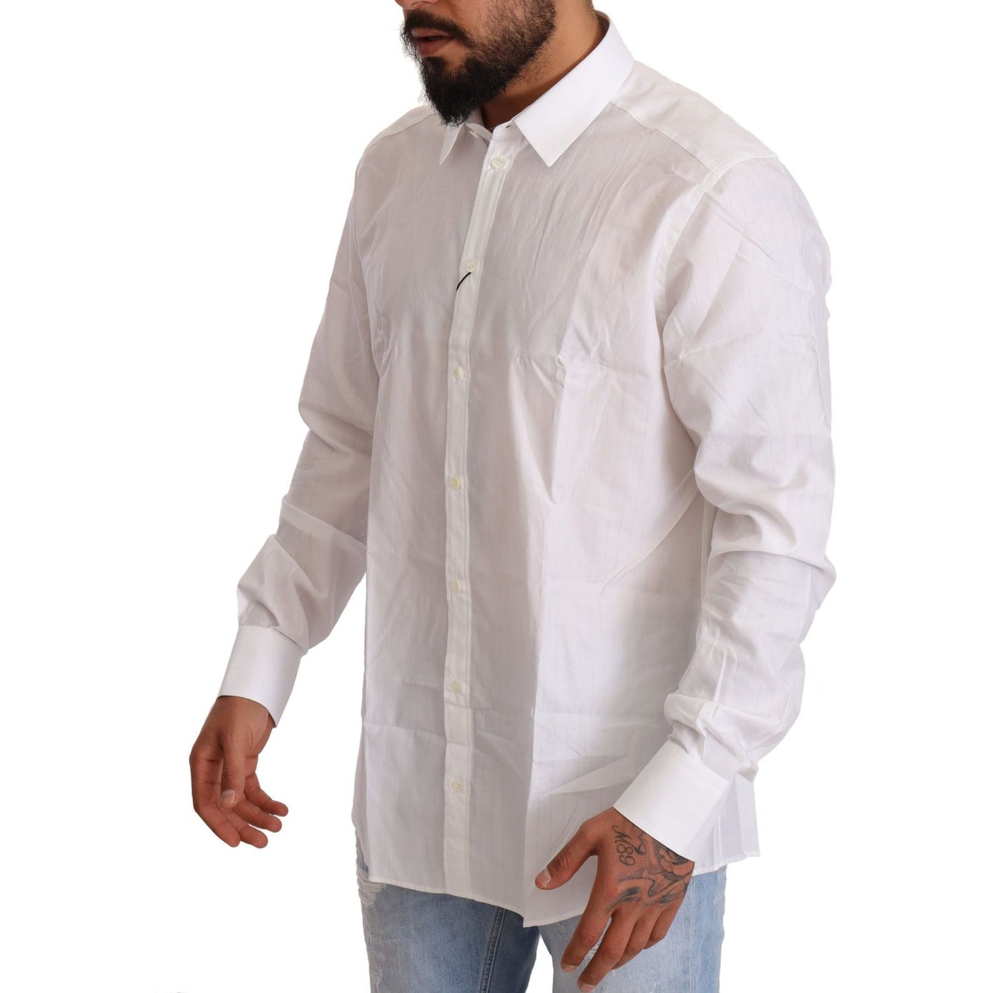 Dolce & Gabbana Elegant White Martini Fit Shirt Dolce & Gabbana