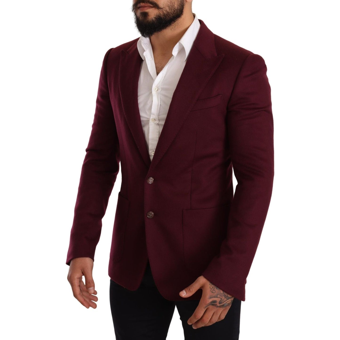 Dolce & Gabbana Elegant Maroon Bordeaux Cashmere Blazer Dolce & Gabbana