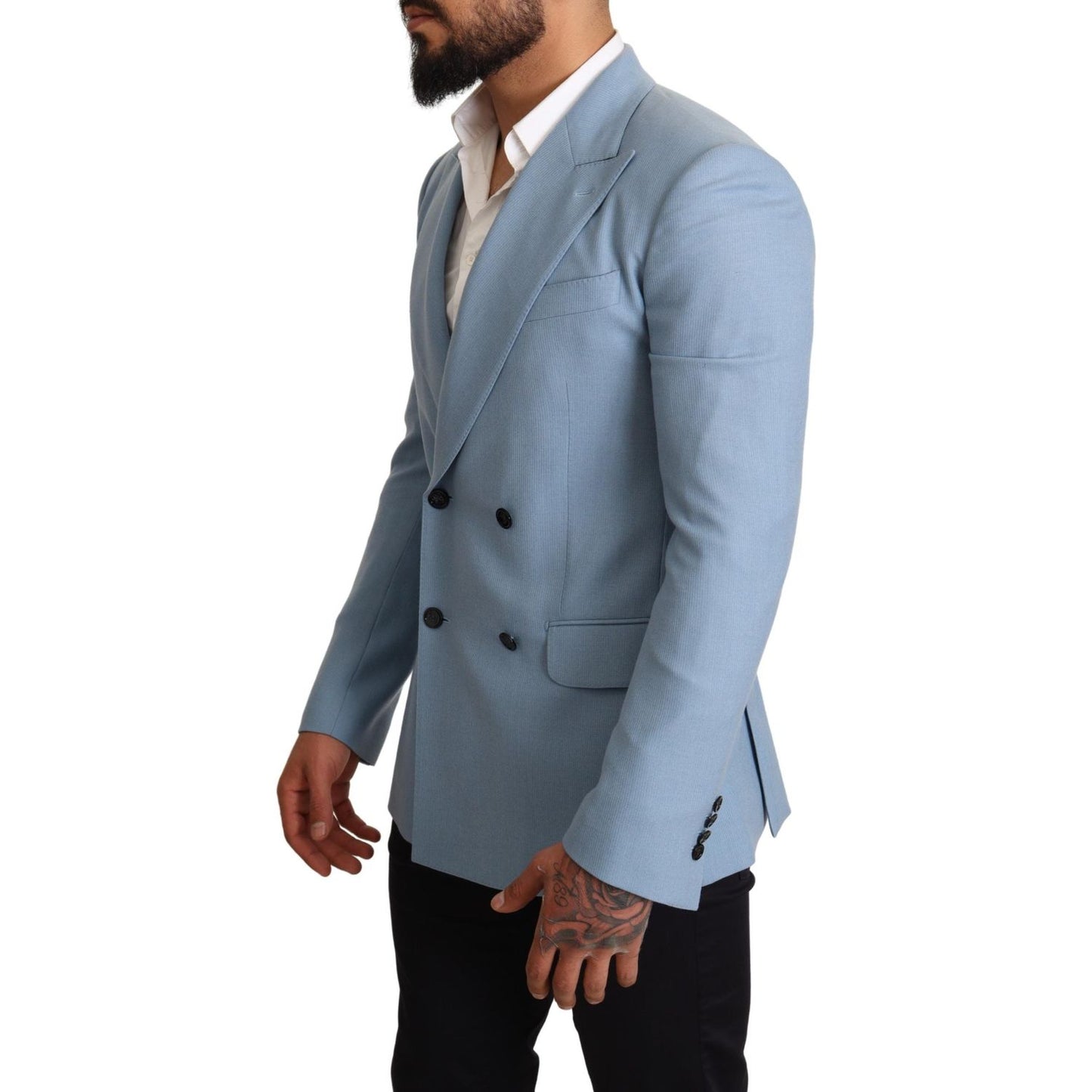 Dolce & Gabbana Elegant Blue Cashmere-Silk Men's Blazer Blazer Jacket Dolce & Gabbana