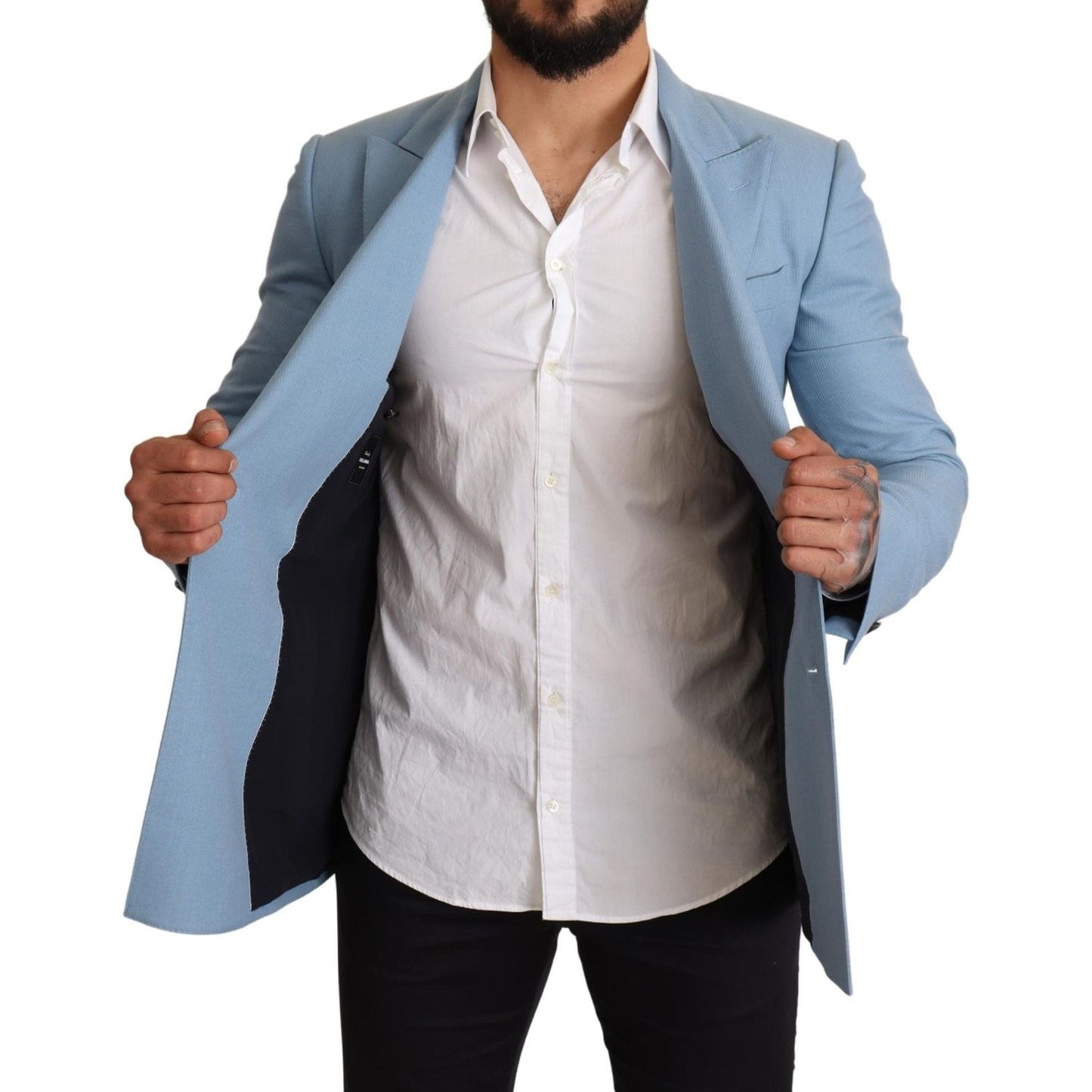 Dolce & Gabbana Elegant Blue Cashmere-Silk Men's Blazer Blazer Jacket Dolce & Gabbana