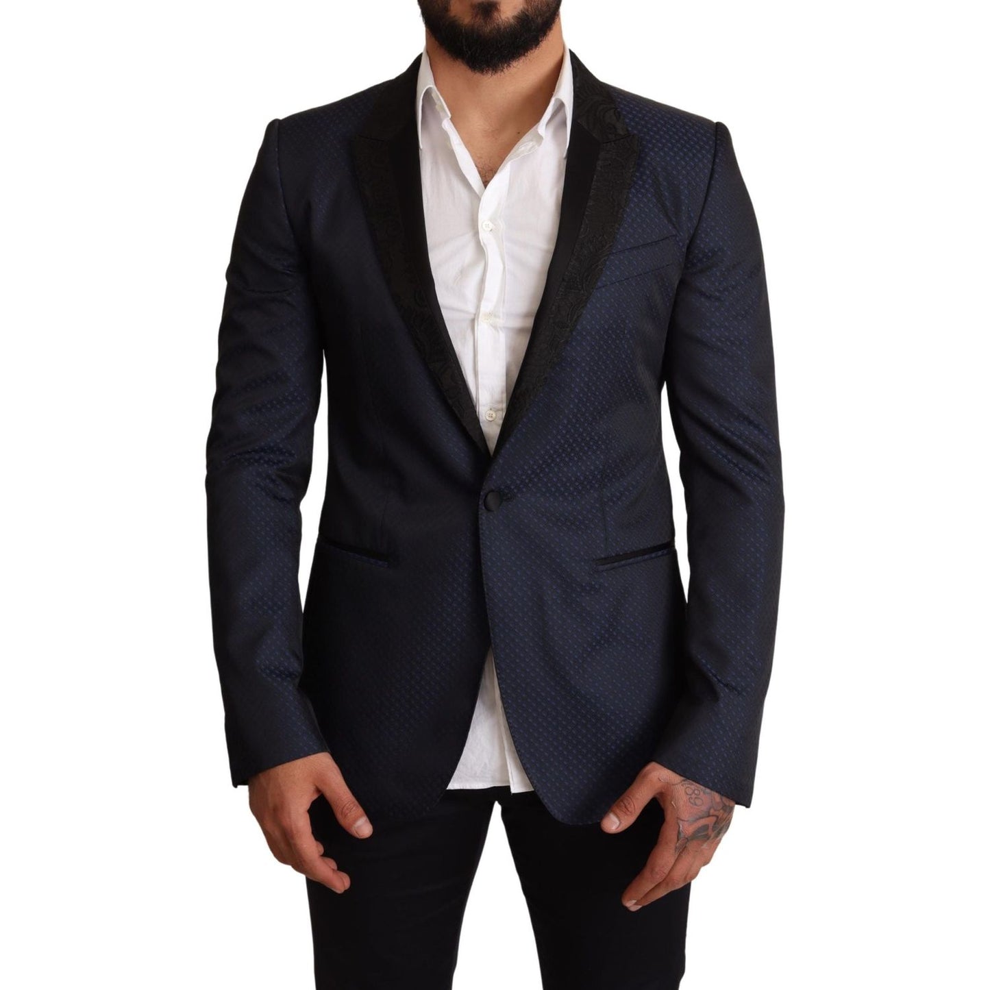 Dolce & Gabbana Blue Wool Slim Fit MARTINI Blazer Jacket 11% Silk,1728,33% Wool,50% PL,67345645728,Blazers - Men - Clothing,Blazers - Suits & Blazers - Clothing,Blue,Clothing,Dolce & Gabbana,IT48 | M,Material: 6% AC,Men,Men - Clothing,New with tags,Suits