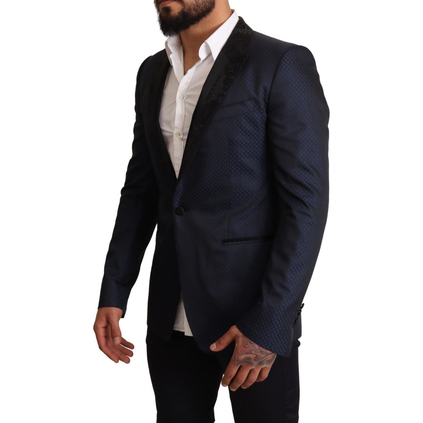Dolce & Gabbana Blue Wool Slim Fit MARTINI Blazer Jacket 11% Silk,1728,33% Wool,50% PL,67345645728,Blazers - Men - Clothing,Blazers - Suits & Blazers - Clothing,Blue,Clothing,Dolce & Gabbana,IT48 | M,Material: 6% AC,Men,Men - Clothing,New with tags,Suits