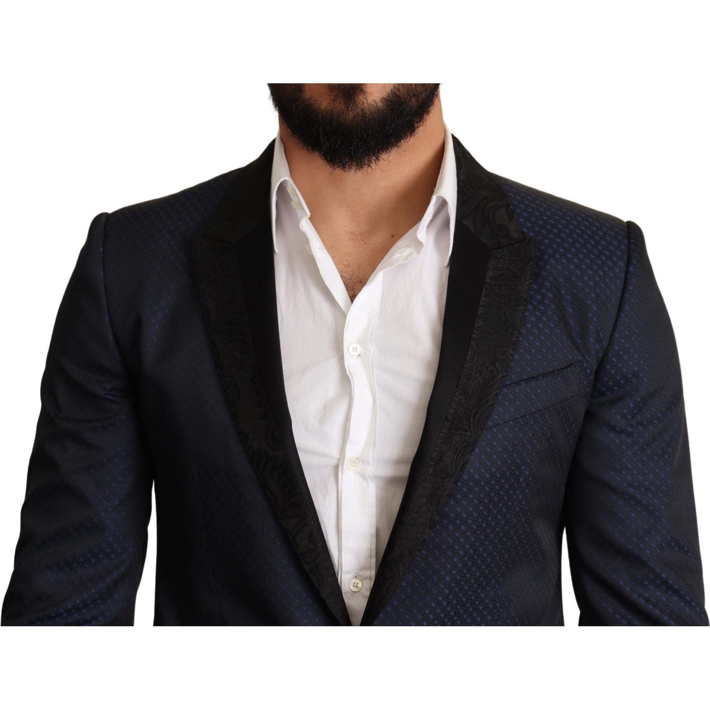Dolce & Gabbana Blue Wool Slim Fit MARTINI Blazer Jacket 11% Silk,1728,33% Wool,50% PL,67345645728,Blazers - Men - Clothing,Blazers - Suits & Blazers - Clothing,Blue,Clothing,Dolce & Gabbana,IT48 | M,Material: 6% AC,Men,Men - Clothing,New with tags,Suits
