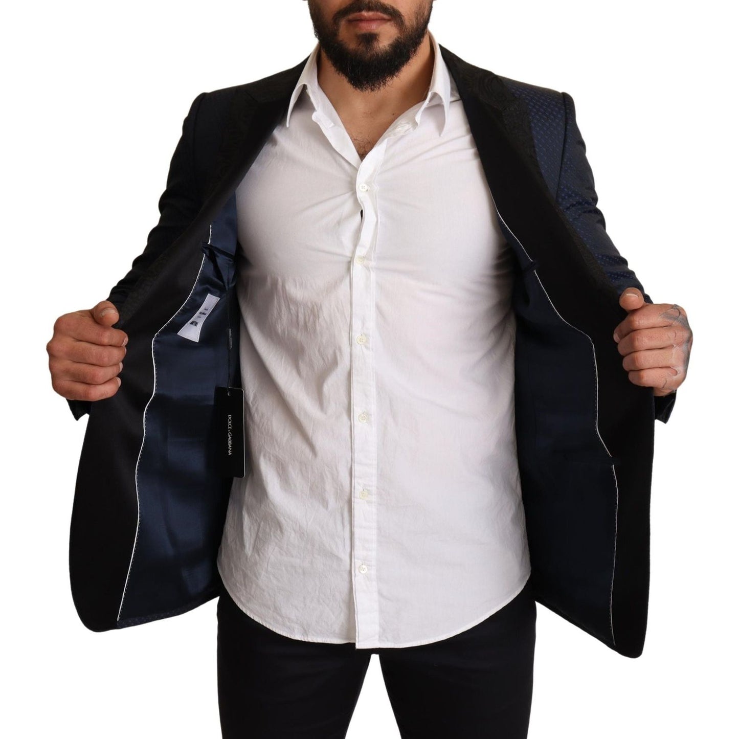 Dolce & Gabbana Blue Wool Slim Fit MARTINI Blazer Jacket 11% Silk,1728,33% Wool,50% PL,67345645728,Blazers - Men - Clothing,Blazers - Suits & Blazers - Clothing,Blue,Clothing,Dolce & Gabbana,IT48 | M,Material: 6% AC,Men,Men - Clothing,New with tags,Suits
