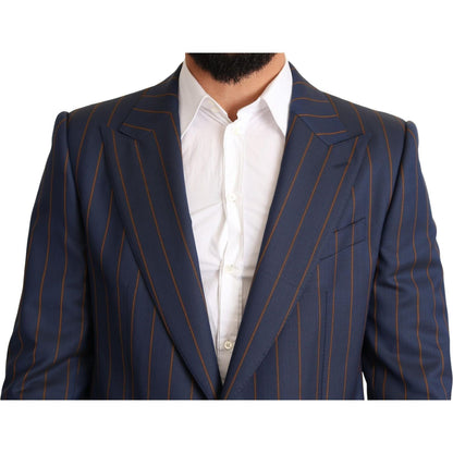 Dolce & Gabbana Blue Striped Wool Slim Fit Blazer Jacket 1728,67345645728,Blazers - Men - Clothing,Blazers - Suits & Blazers - Clothing,Blue,Clothing,Dolce & Gabbana,IT54 | XL,Material: 100% Wool,Men,Men - Clothing,New with tags,Suits & Blazers - Clothing