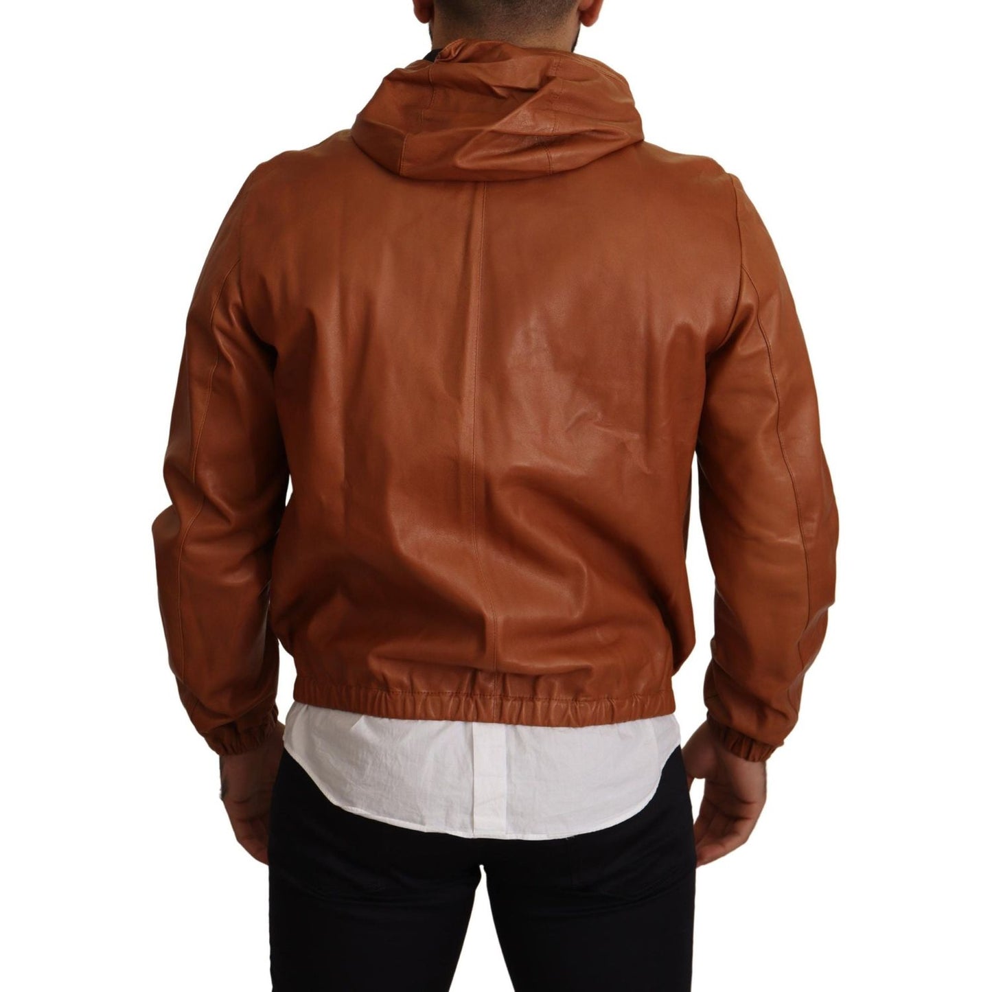 Dolce & Gabbana Elegant Brown Leather Bomber Jacket Dolce & Gabbana