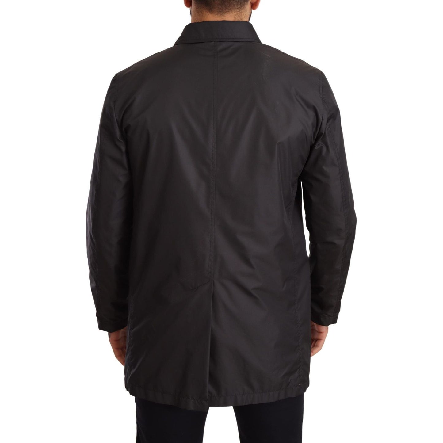 Dolce & Gabbana Black Polyester Mens Trench Coat Jacket 1728,67345645728,Black,Clothing,Dolce & Gabbana,IT44 | XS,IT46 | S,Jackets & Coats - Clothing,Jackets - Men - Clothing,Material: 100% Polyester,Men,Men - Clothing,New with tags,Trench Coats - Jackets