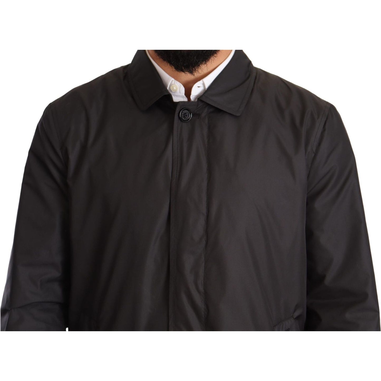 Dolce & Gabbana Black Polyester Mens Trench Coat Jacket 1728,67345645728,Black,Clothing,Dolce & Gabbana,IT44 | XS,IT46 | S,Jackets & Coats - Clothing,Jackets - Men - Clothing,Material: 100% Polyester,Men,Men - Clothing,New with tags,Trench Coats - Jackets