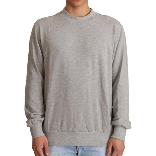 Dolce & Gabbana Gray Cotton Crewneck Pullover Sweater Dolce & Gabbana