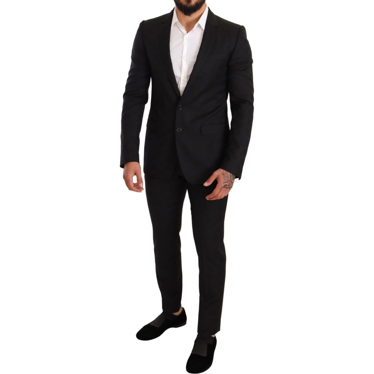 Dolce & Gabbana Elegant Martini Black Wool Suit Dolce & Gabbana