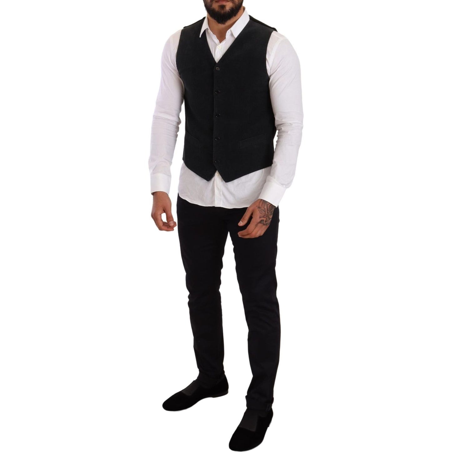 Dolce & Gabbana Elegant Black Cotton Formal Dress Vest Vest Jacket Dolce & Gabbana