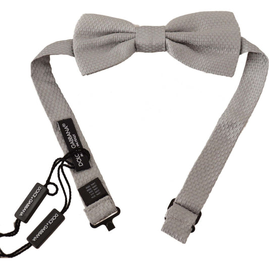 Dolce & Gabbana Elegant Silver Silk Bow Tie Bow Tie Dolce & Gabbana