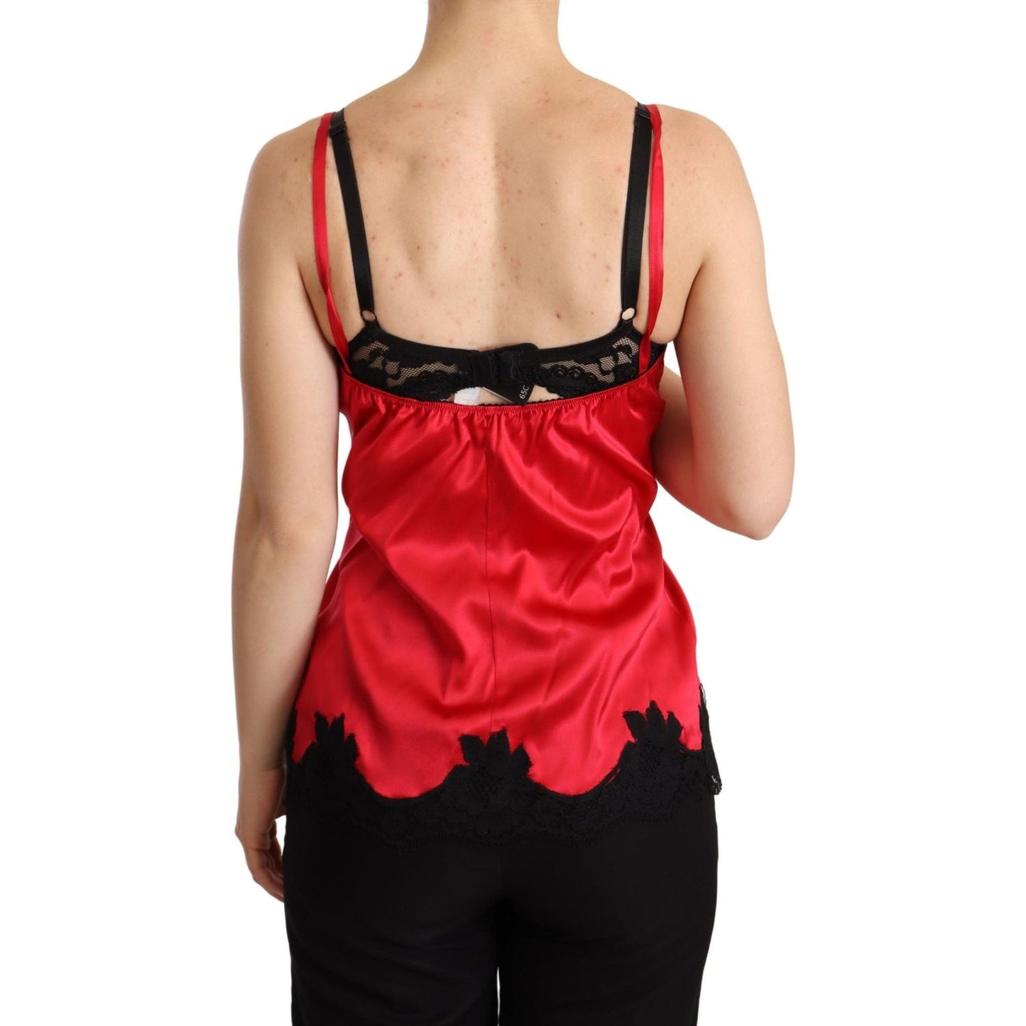 Dolce & Gabbana Enchanting Red Silk Blend Lace Camisole WOMAN T-SHIRTS Dolce & Gabbana