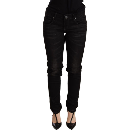 Acht Chic Black Low Waist Skinny Denim MAN TROUSERS Acht