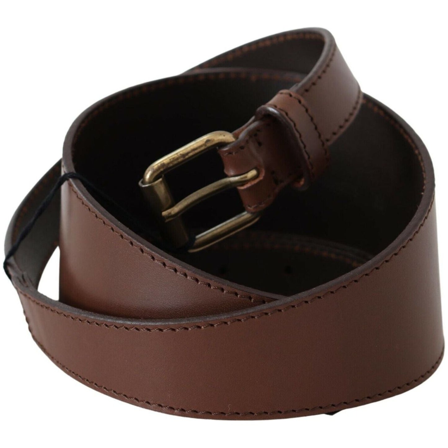 PLEIN SUD Chic Brown Leather Fashion Belt with Bronze-Tone Hardware WOMAN BELTS PLEIN SUD