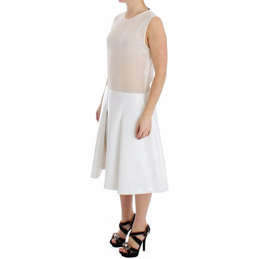 Koonhor Elegant White Silk-Wool Blend Tank Dress WOMAN DRESSES Koonhor