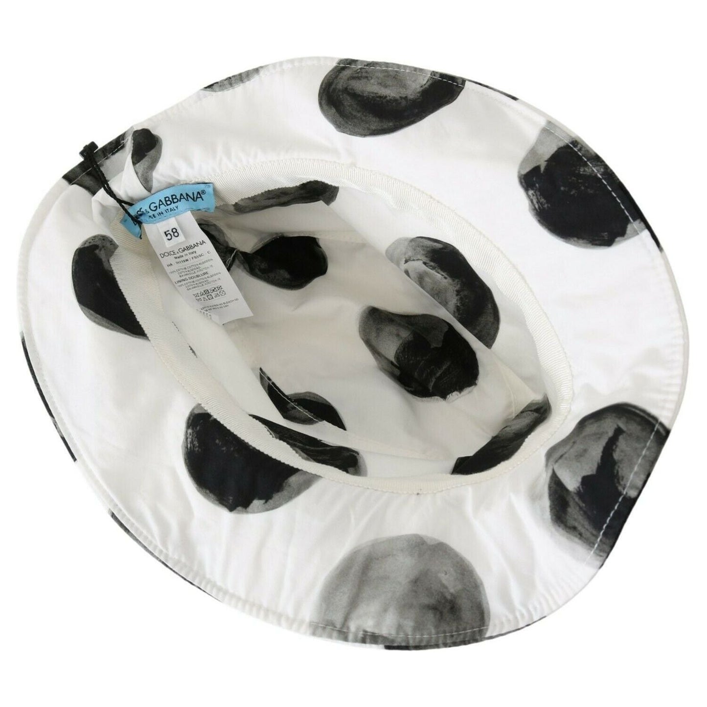 Dolce & Gabbana White Cotton Big Polka Dot Pattern Bucket Hat 1728,58 cm|M,67345645728,Accessories,Bucket Hats - Hats - Accessories,Dolce & Gabbana,Hats - Accessories,Hats - Women - Accessories,Material: 100% Cotton,New with tags,White,Women,Women - Acces
