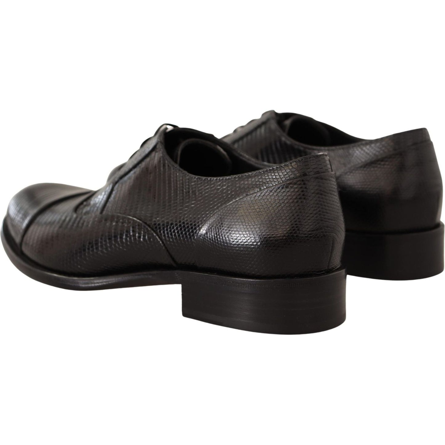 Dolce & Gabbana Elegant Black Lizard Skin Derby Shoes Dress Shoes Dolce & Gabbana