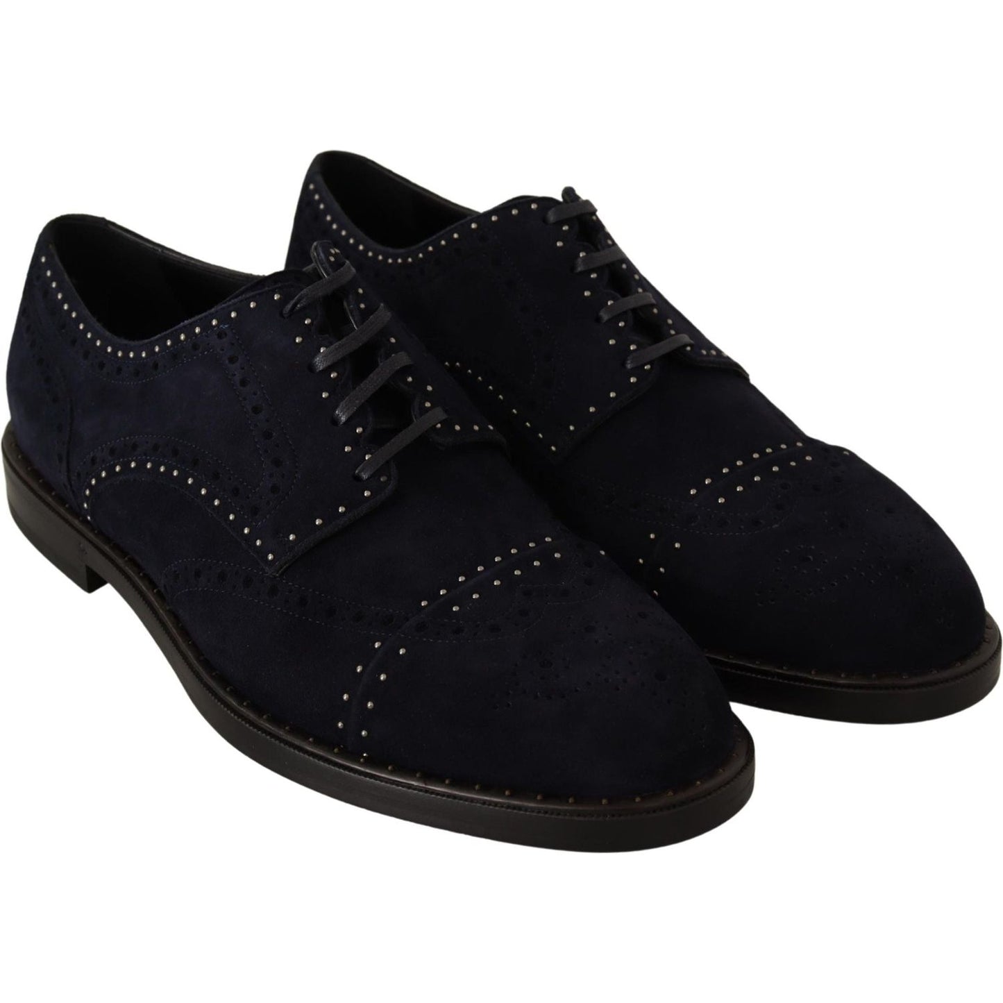 Dolce & Gabbana Blue Suede Leather Derby Studded Shoes 1728,67345645728,Blue,Dolce & Gabbana,EU44/US11,Formal - Men - Shoes,Material: 100% Suede,Men,Men - Shoes,New with tags,Oxfords and Derbies - Shoes,Shoes